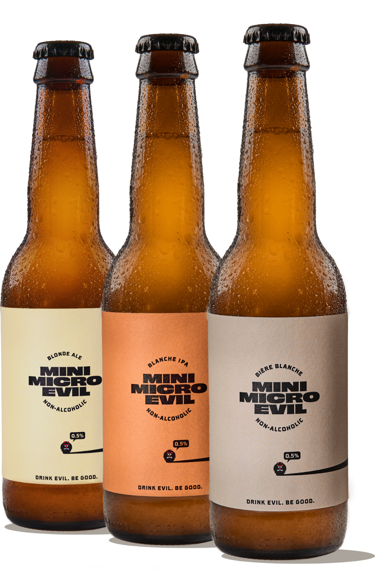 The three Mini Micro Evil beers